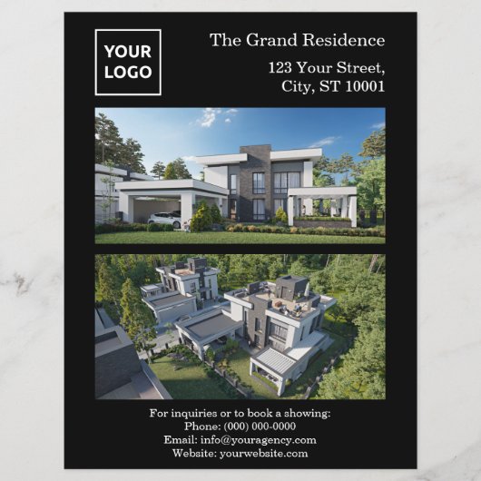 Custom Modern Real Estate Flyer with QR Code チラシ (正面)