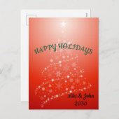 Custom Modern Red Christmas Holiday Postcard  シーズンポストカード (正面/裏面)