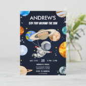 Custom Modern Rocket Ship Outer Space Birthday 招待状 (スタンド正面)