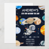 Custom Modern Rocket Ship Outer Space Birthday 招待状 (正面/裏面)