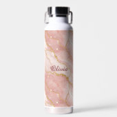 Custom Modern Rose Quartz Marble Gold ウォーターボトル (正面)
