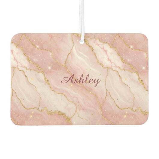 Custom Modern Rose Quartz Marble Gold カーエアーフレッシュナー (正面)
