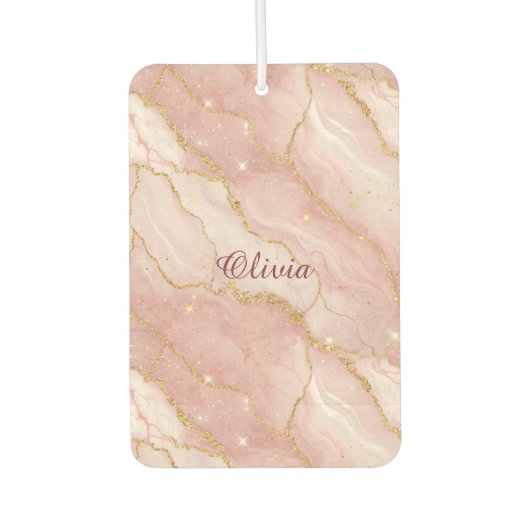 Custom Modern Rose Quartz Marble Gold カーエアーフレッシュナー (正面)