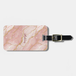 Custom Modern Rose Quartz Marble Gold ラゲッジタグ