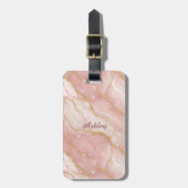 Custom Modern Rose Quartz Marble Gold ラゲッジタグ (正面縦)