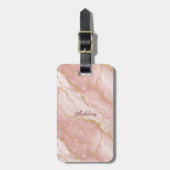Custom Modern Rose Quartz Marble Gold ラゲッジタグ (正面縦)