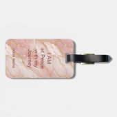 Custom Modern Rose Quartz Marble Gold ラゲッジタグ (裏面横)