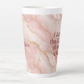 Custom Modern Rose Quartz Marble Gold Glitter カフェラテマグ (正面)