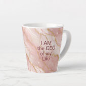 Custom Modern Rose Quartz Marble Gold Glitter カフェラテマグ (右アングル)