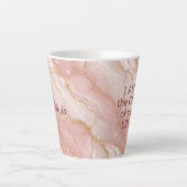 Custom Modern Rose Quartz Marble Gold Glitter カフェラテマグ (正面)