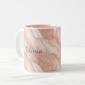 Custom Modern Rose Quartz Marble Gold Glitter ツートーンマグカップ (正面左)