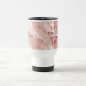 Custom Modern Rose Quartz Marble Gold Glitter トラベルマグ (中央)