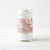 Custom Modern Rose Quartz Marble Gold Glitter ビールジョッキ (中央)