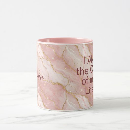 Custom Modern Rose Quartz Marble Gold Glitter マグカップ (中央)