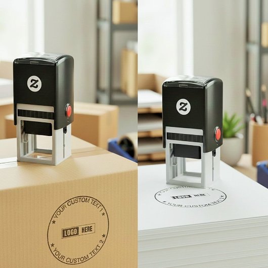 Custom Modern Round Business Logo & Text Seal セルフインキングスタンプ