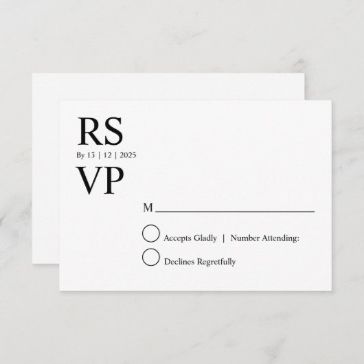 Custom Modern rsvp card 招待状 (正面/裏面)