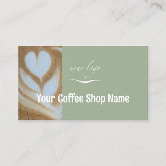 Custom Modern Sage Add Logo and Photo Template 名刺 (正面)