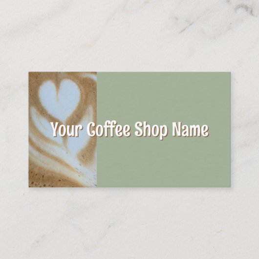 Custom Modern Sage Coffee Shop Photo Template 名刺 (正面)