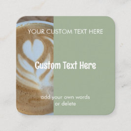 Custom Modern Sage Green Cafe Photo Template スクエア名刺