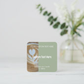 Custom Modern Sage Green Cafe Photo Template スクエア名刺 (スタンド正面)