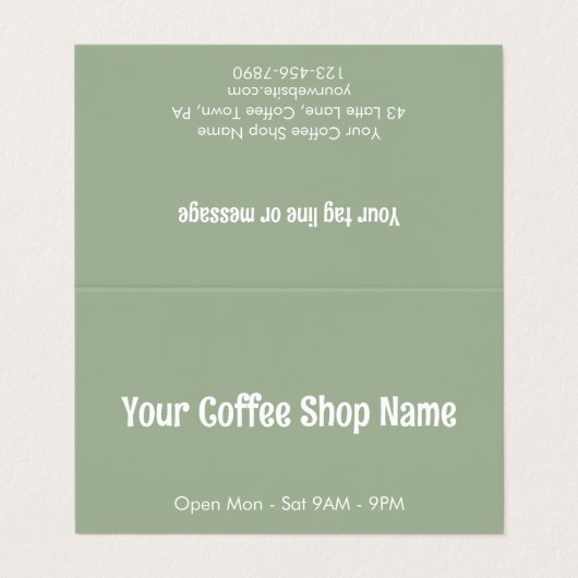 Custom Modern Sage Green Coffee Cafe Template 名刺 (外部フラット)