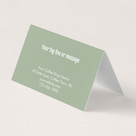 Custom Modern Sage Green Coffee Cafe Template 名刺 (裏面)