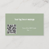 Custom Modern Sage Green Coffee Shop Photo QR Code 名刺 (裏面)