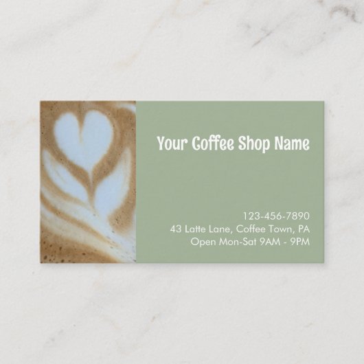 Custom Modern Sage Green Coffee Shop Photo QR Code 名刺 (正面)
