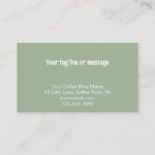 Custom Modern Sage Green Coffee Shop Template 名刺 (裏面)