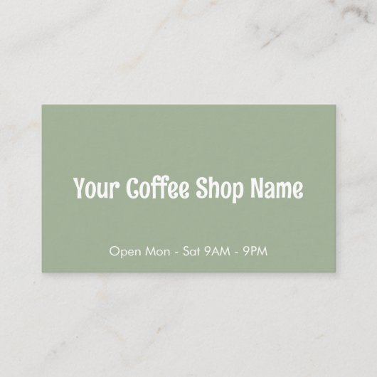 Custom Modern Sage Green Coffee Shop Template 名刺 (正面)