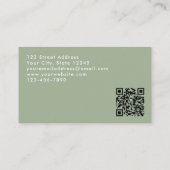 Custom Modern Sage Green QR Code Photo Template 名刺 (裏面)