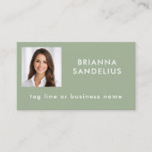 Custom Modern Sage Green QR Code Photo Template 名刺 (正面)