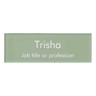 Custom Modern Simple Script Sage Green Employee ID 名札