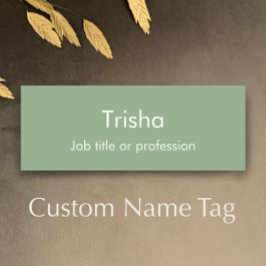 Custom Modern Simple Script Sage Green Employee ID 名札