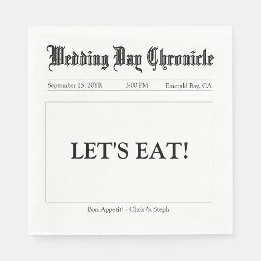 Custom Modern Simple Script Wedding Buffet Paper スタンダードランチョンナプキン (正面)