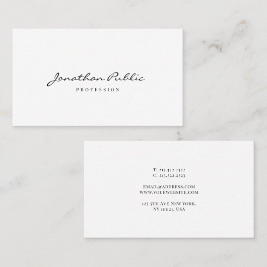 Custom Modern Simple Template Script Typography 名刺 (正面/裏面)