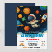Custom Modern Space Astronaut Birthday 招待状 (正面/裏面)