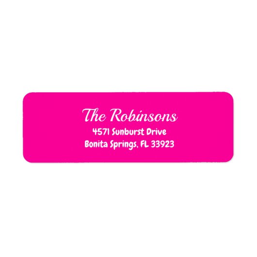 Custom Modern Stylish Neon Pink Address Label ラベル (正面)