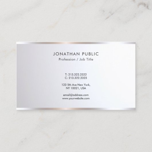 Custom Modern Stylish Professional Silver Template 名刺 (裏面)