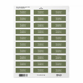 Custom Modern Stylish Sage Green Address Label ラベル (フルシート)
