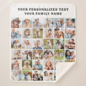 Custom Modern Trendy Family 36 Photo Collage シェルパブランケット (正面)