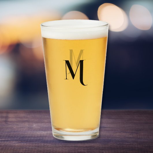Custom Modern Typography Monogrammed Beer Glass タンブラーグラス