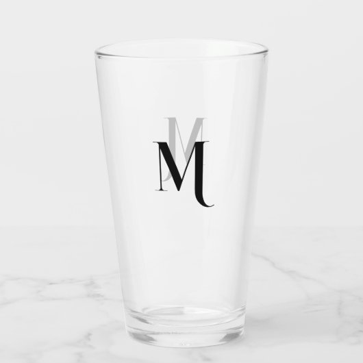 Custom Modern Typography Monogrammed Beer Glass タンブラーグラス (裏面)