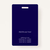 Custom Modern Unique Blue Photo ID Employee Badge バッジ (裏面)