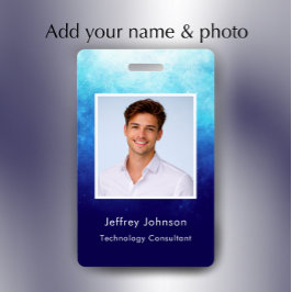Custom Modern Unique Blue Photo ID Employee Badge バッジ