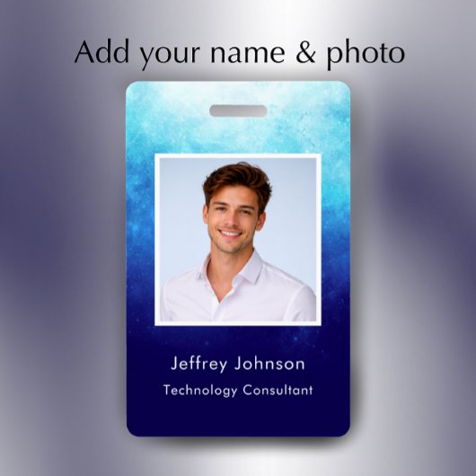 Custom Modern Unique Blue Photo ID Employee Badge バッジ