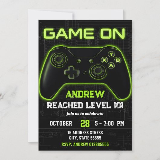 Custom Modern Video Game birthday 招待状 (正面)