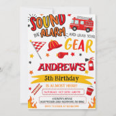 Custom Modren Fireman Birthday party 招待状 (正面)