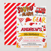 Custom Modren Fireman Birthday party 招待状 (正面/裏面)