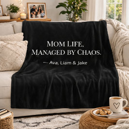 Custom Mom Chaos Funny Black/White Fleece Blanket フリースブランケット